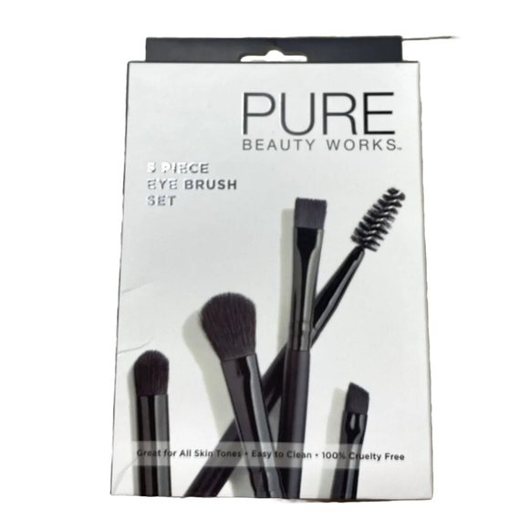 BRAND NEW Pure Beauty Works 5pc Black Eyebrow and Eye Blending Brush Set - Picture 2 of 7